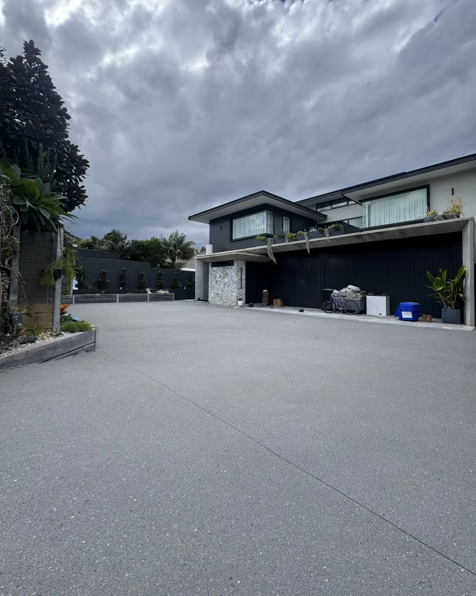 After: the driveway finished in spray resin